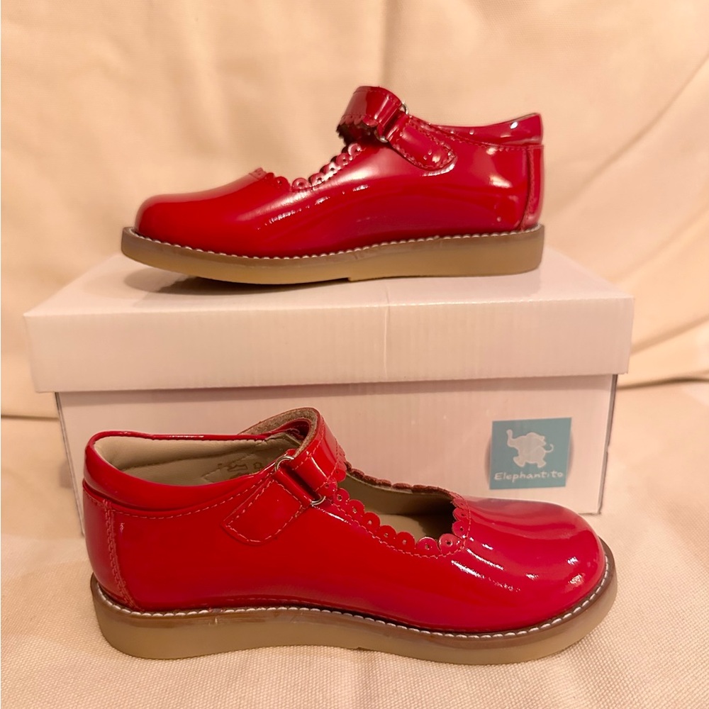 Elephantito Bright Red Patent Mary Jane Shoes for Girls